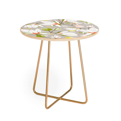 Heather Dutton Magnolia Blossom Stone Round Side Table