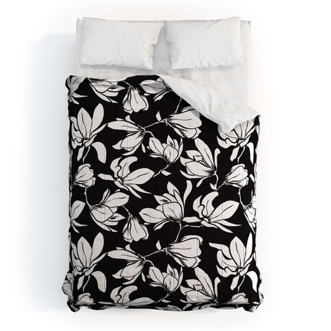 Heather Dutton Magnolia Garden Black Comforter