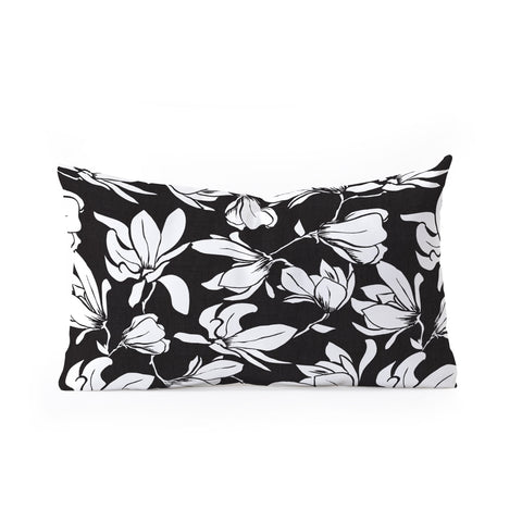 Heather Dutton Magnolia Garden Black Oblong Throw Pillow