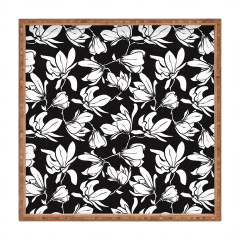 Heather Dutton Magnolia Garden Black Square Tray