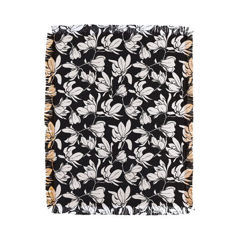 Heather Dutton Magnolia Garden Black Throw Blanket
