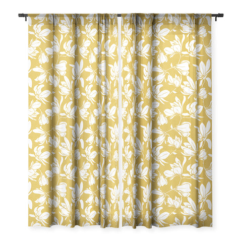 Heather Dutton Magnolia Garden Goldenrod Sheer Window Curtain