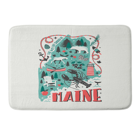 Heather Dutton Maine Map Memory Foam Bath Mat