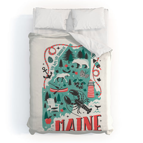 Heather Dutton Maine Map Duvet Cover