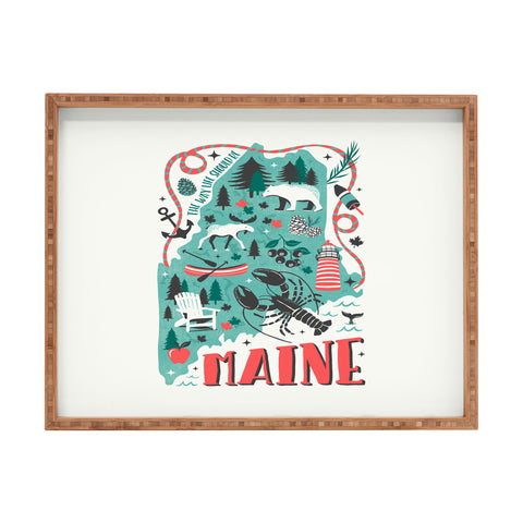 Heather Dutton Maine Map Rectangular Tray