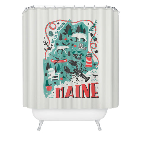 Heather Dutton Maine Map Shower Curtain