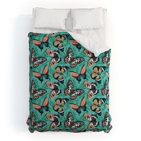 Heather Dutton Mariposa Boho Butterflies Aqua Comforter