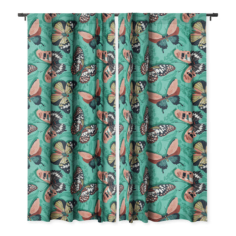 Heather Dutton Mariposa Boho Butterflies Aqua Blackout Non Repeat