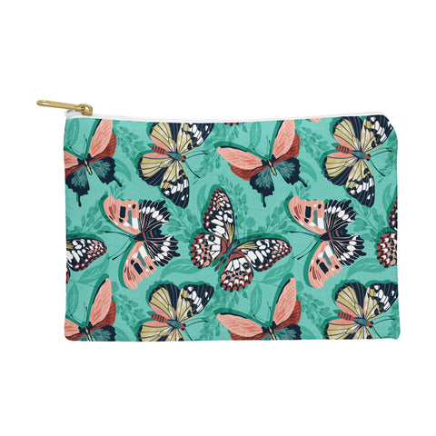 Heather Dutton Mariposa Boho Butterflies Aqua Pouch