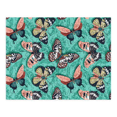 Heather Dutton Mariposa Boho Butterflies Aqua Puzzle
