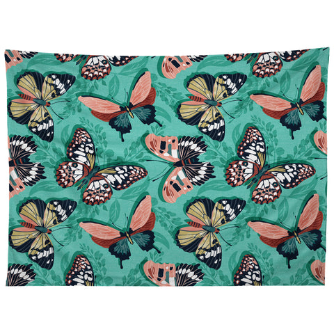 Heather Dutton Mariposa Boho Butterflies Aqua Tapestry