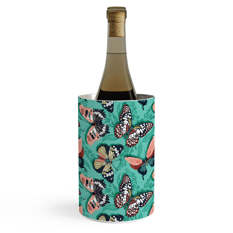 Heather Dutton Mariposa Boho Butterflies Aqua Wine Chiller