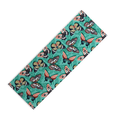 Heather Dutton Mariposa Boho Butterflies Aqua Yoga Mat