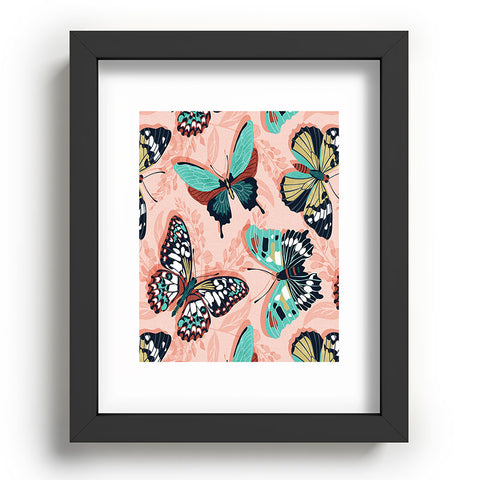 Heather Dutton Mariposa Boho Butterflies Pink Recessed Framing Rectangle