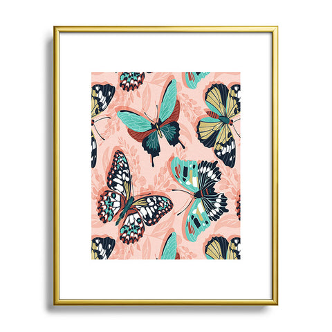 Heather Dutton Mariposa Boho Butterflies Pink Metal Framed Art Print