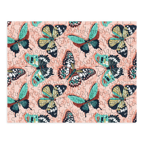 Heather Dutton Mariposa Boho Butterflies Pink Puzzle
