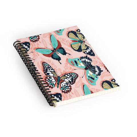 Heather Dutton Mariposa Boho Butterflies Pink Spiral Notebook