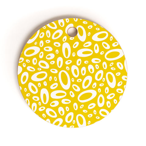 Heather Dutton Molecular Yellow Cutting Board Round
