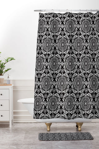 Heather Dutton Mystral Black and White Shower Curtain And Mat
