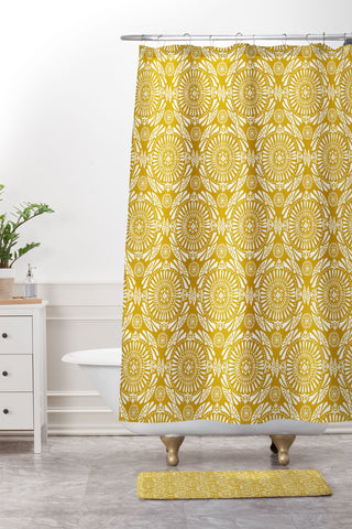 Heather Dutton Mystral Yellow Shower Curtain And Mat