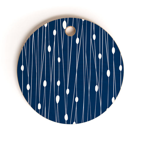 Heather Dutton Navy Entangled Cutting Board Round