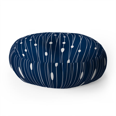 Heather Dutton Navy Entangled Floor Pillow Round