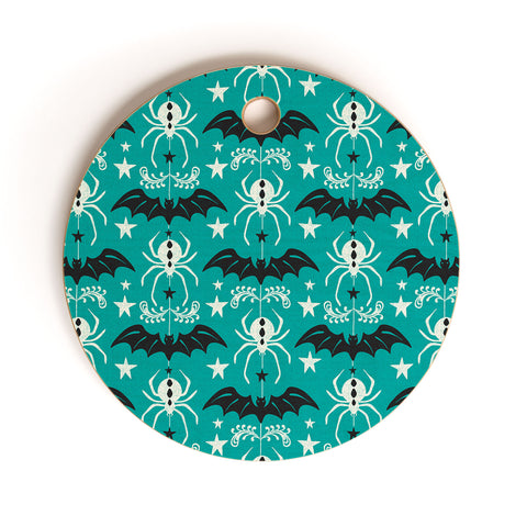 Heather Dutton Night Creatures Teal Cutting Board Round