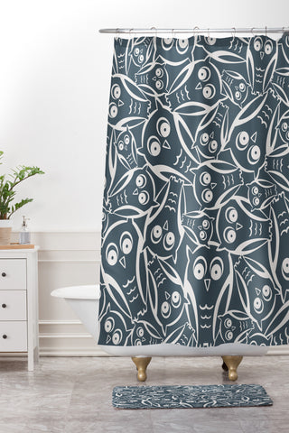 Heather Dutton Night Owl Shower Curtain And Mat