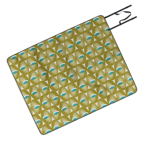 Heather Dutton Oculus Olive Green Picnic Blanket