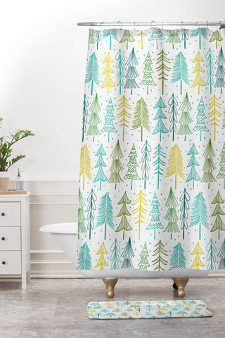 Heather Dutton Oh Christmas Tree Frost Shower Curtain And Mat