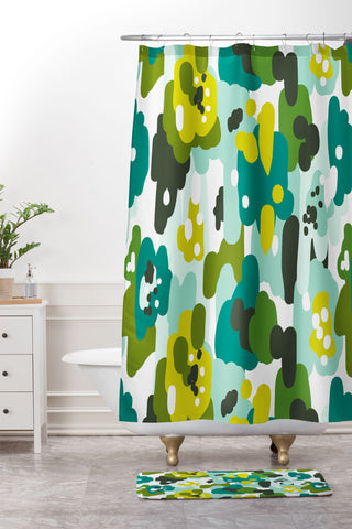 Heather Dutton Painted Camo Shower Curtain And Mat