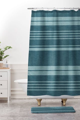 Heather Dutton Pathway Teal Shower Curtain And Mat