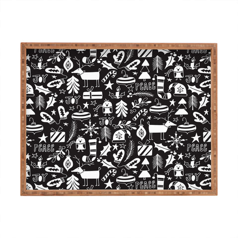 Heather Dutton Peace and Joy Black Rectangular Tray