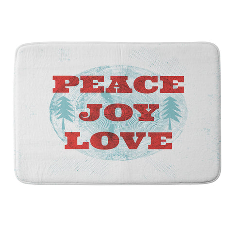 Heather Dutton Peace Joy Love Woodcut Memory Foam Bath Mat