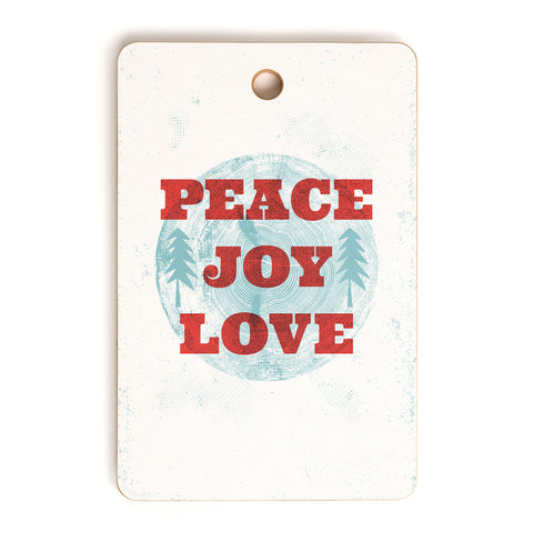 Heather Dutton Peace Joy Love Woodcut Cutting Board Rectangle