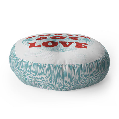 Heather Dutton Peace Joy Love Woodcut Floor Pillow Round