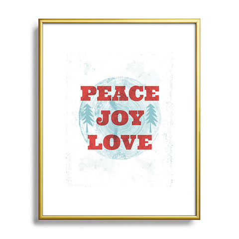 Heather Dutton Peace Joy Love Woodcut Metal Framed Art Print