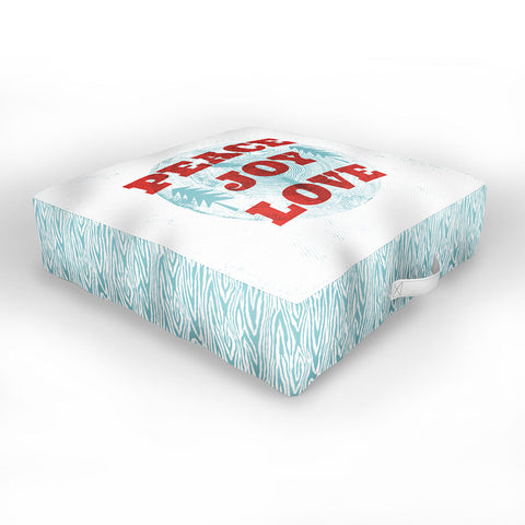 Heather Dutton Peace Joy Love Woodcut Outdoor Floor Cushion