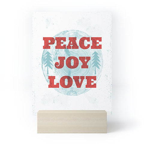 Heather Dutton Peace Joy Love Woodcut Mini Art Print