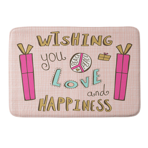 Heather Dutton Peace Love And Happiness Memory Foam Bath Mat