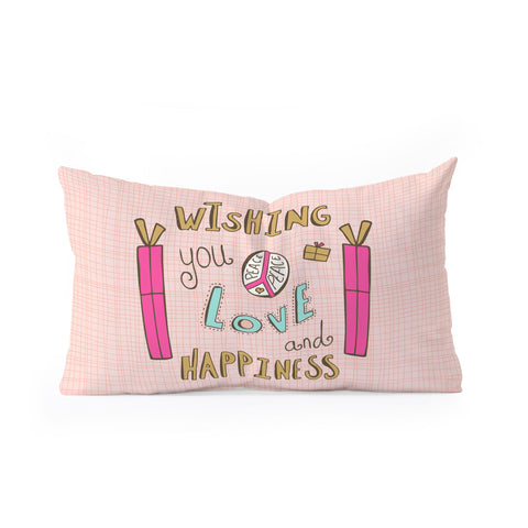Heather Dutton Peace Love And Happiness Oblong Throw Pillow
