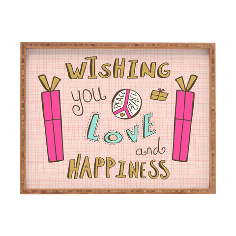 Heather Dutton Peace Love And Happiness Rectangular Tray
