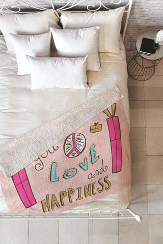 Heather Dutton Peace Love And Happiness Fleece Throw Blanket
