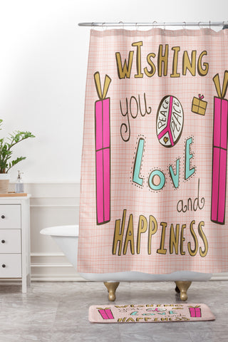 Heather Dutton Peace Love And Happiness Shower Curtain And Mat