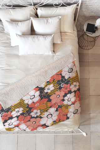 Heather Dutton Petals And Pods Lava Fleece Throw Blanket
