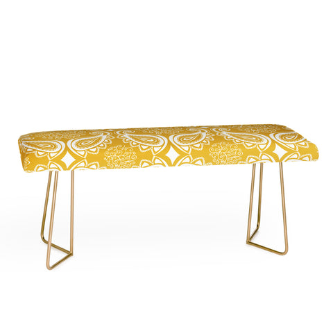 Heather Dutton Plush Paisley Goldenrod Bench