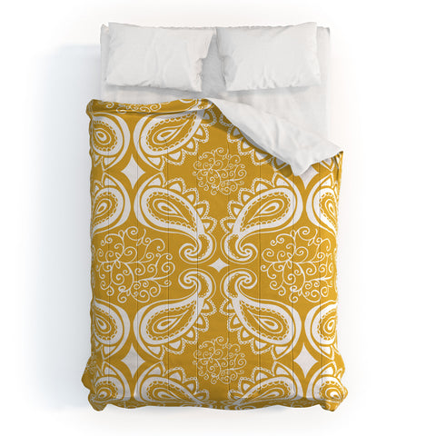 Heather Dutton Plush Paisley Goldenrod Comforter