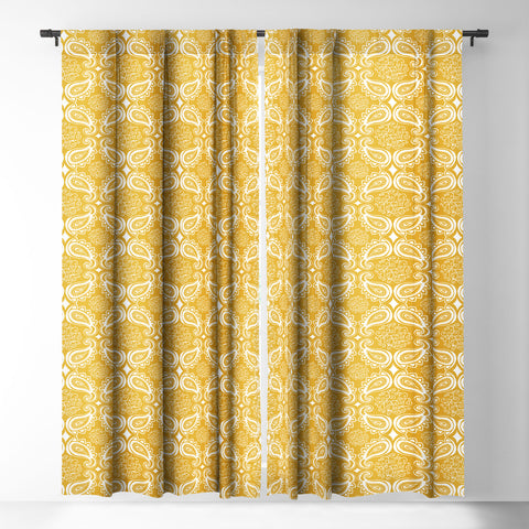 Heather Dutton Plush Paisley Goldenrod Blackout Window Curtain