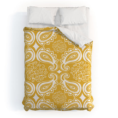 Heather Dutton Plush Paisley Goldenrod Duvet Cover