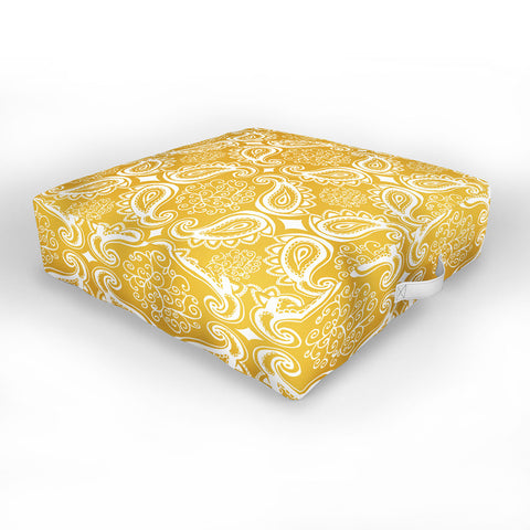 Heather Dutton Plush Paisley Goldenrod Outdoor Floor Cushion